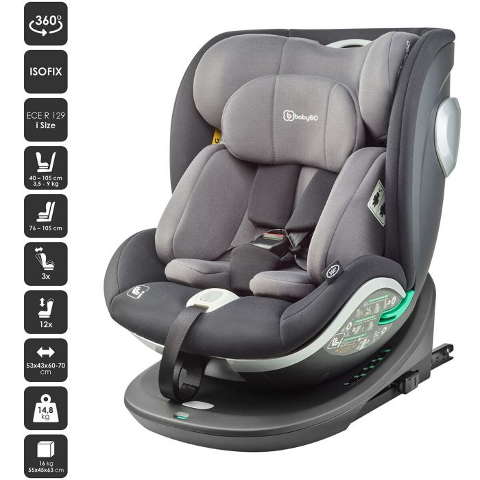 weten Luchtvaart Met opzet BabyGO autostoel Grow Up 360° i-Size met isoFix Zwart-Grijs (40-150cm) |  Baby & Koter