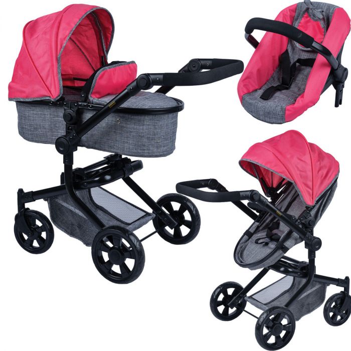 zuurstof Moderniseren De Alpen Free Play 3in1 poppenwagen - poppenbuggy met autostoel - Roze | Baby & Koter