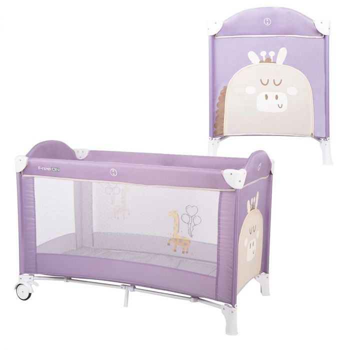 FreeON Campingbed - met kruipluik en wieltjes - - Paars | Baby & Koter