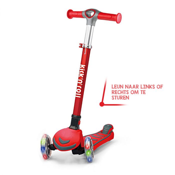 piloot Is Lauw Kick n Roll Scooter - Opvouwbare aluminium step met LED wielen - Rood |  Baby & Koter