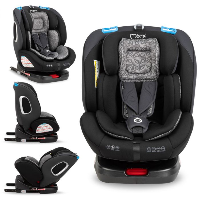 MoMi autostoel Tordi 360 draaibaar - met isoFix Zwart (0-36kg) - 0-1-2-3 voor kinderen vanaf geboorte tot 12 jaar | Baby & Koter