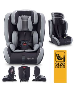 BabyGO autostoel FreeFix i-Size met isoFix Grijs - voor kinderen van 76-150cm